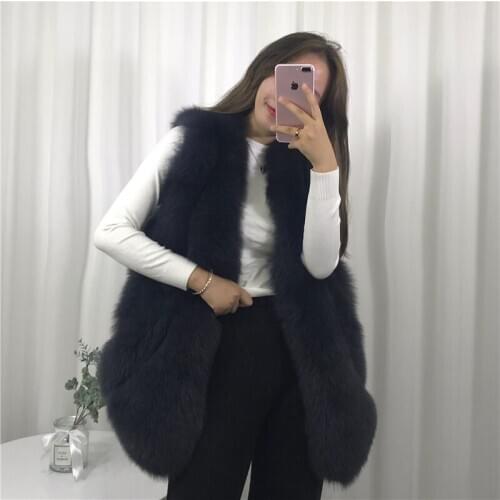 Real Vest Women Fox Coat New Luxury Female Jacket Warm Thick Winter Fur Vests Coats Manteau Femme Hiver ZL589