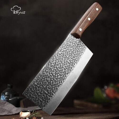 Chef Knife 7 inch Chinese Kitchen Knives Meat Fish Vegetables Slicing Knife 7CR17 440C High Carbon Hand-made Chopping Cleaver