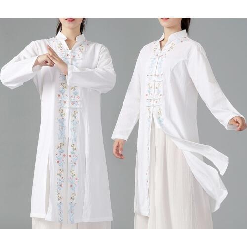 3color red/blue/white cotton&linen tai chi taijiquan suits embroidery martial arts kung fu clothing robe wushu uniforms