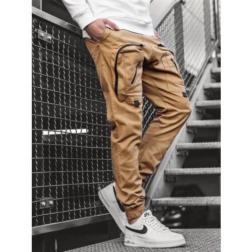 Autumn Joggers Sweatpants Men Crossfit Casual Pants Multi- Pocket Workout Sportswear Trousers Male Cotton Running Track Pants