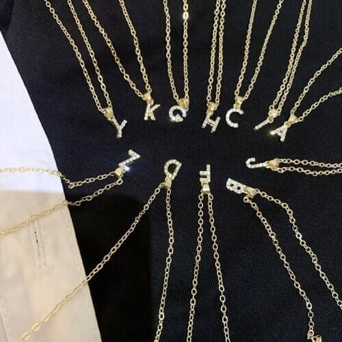 2020 New Fashion AAA Cubic Zirconia Cute Initial Necklace For Women Men Gift 26 Letter Necklace Dropshipping Wholesale