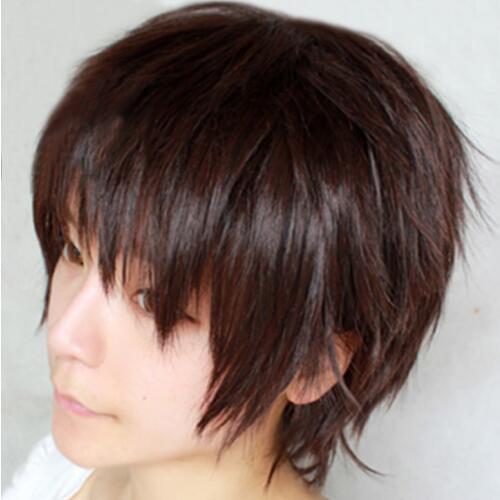 Anime Attack on Titan Eren Jaeger Wigs Dark Brown Heat Resistant Synthetic Hair Cosplay Wig + Free Wig Cap