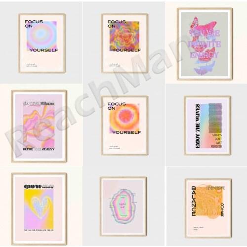 Retro gradient poster, thousand-year-old decoration, thousand-year aesthetic aesthetics room decoration, Y2K decoration, halo gr