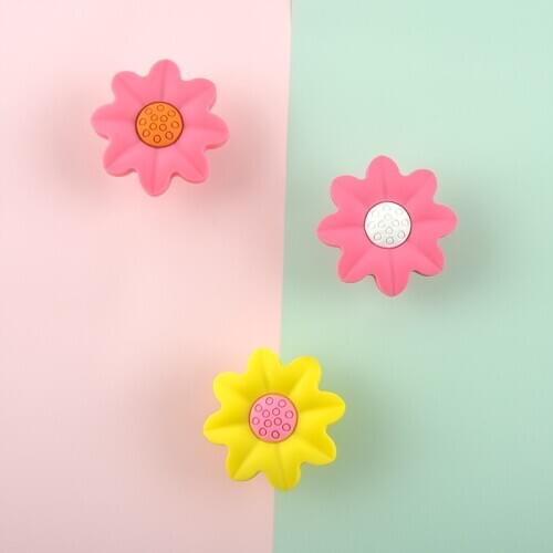 Rubber Door Handles Children Colorful Flower Round Kitchen Cabinet Knobs and Handles Furniture Handle Drawer Pulls