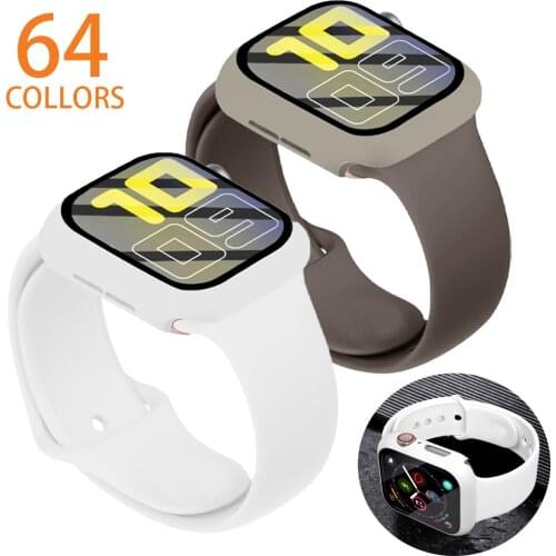 Glass+Case+Strap For Apple Watch band 44mm 40mm 38mm 42mm 40 44 mm Silicone smartwatch watchband bracelet iWatch 3 4 5 6 se band