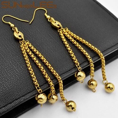 SUNNERLEES Fashion Jewelry Gold-Color Drop Earrings Lucky Beads Dangles Women Girl Gift E33Y