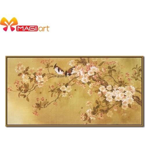 Cross stitch kits Embroidery needlework sets 11CT water soluble canvas patterns 14CT Chinese Style Branch painting-NCMA060