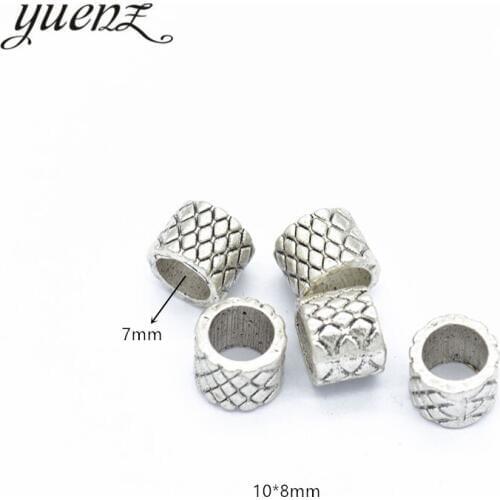 YuenZ 10pcs DIY Round reseau Charms For Jewelry Making Antique Silver color Big Hole Spacers Beads Charm 10*8mm R35