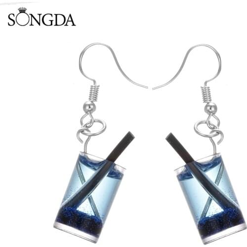 Funny Simulation 3D Juice Cup Drink Bottle Drop Earrings Cute Girl Korean Jewelry Soda Cup Acrylic Earrings Women Accessories