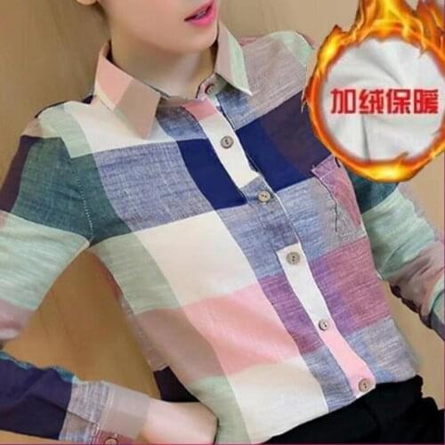 Women Blouse Autumn Winter Womens Long Sleeve Color Plaid Blusas Ropa De Mujer