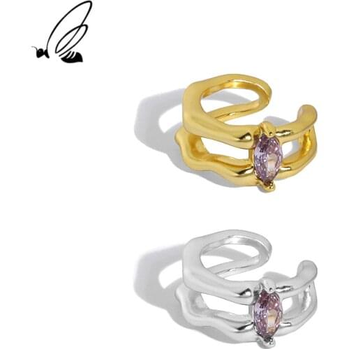 SSTEEL Sterling Silver 925 Minimalist Design Double Layer Inlaid Zircon Clip Earrings Gift For Women Fine Accessories Jewellery