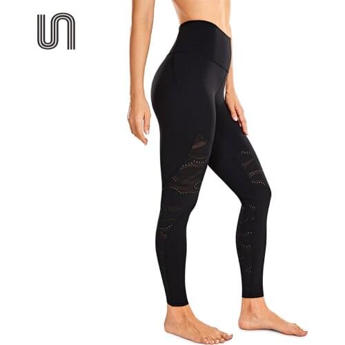 Womens Naked Feeling Yoga Pants 25 Inches Lace Leggings High Waisted Buttery Soft Mesh Workout Tights