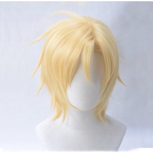 Banana Fish Ash Lynx Cosplay Wig Aslan Jade Callenreese Short Blond Wig New Anime Golden Wig Men Heat Resistant with Wig Cap
