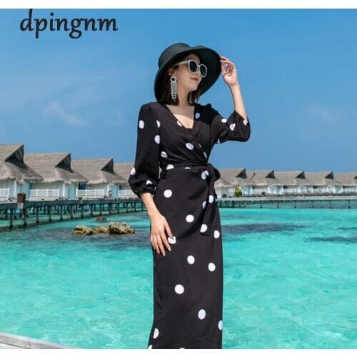 Dress 2020 Women Chiffon Long Beach Dress Loose Sleeve Deep V-neck A-line Sexy Party Dress Vestidos de fiesta