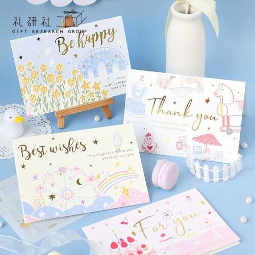 1pc Bronzing Greeting Card Girl Heart Series Birthday Wishing Thank You Blessing Card