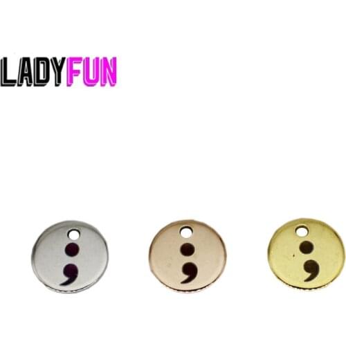 10mm Stainless Steel Small Tag Symbol Semicolon Charms - Stainless Steel Your Own Logo Charm Pendant