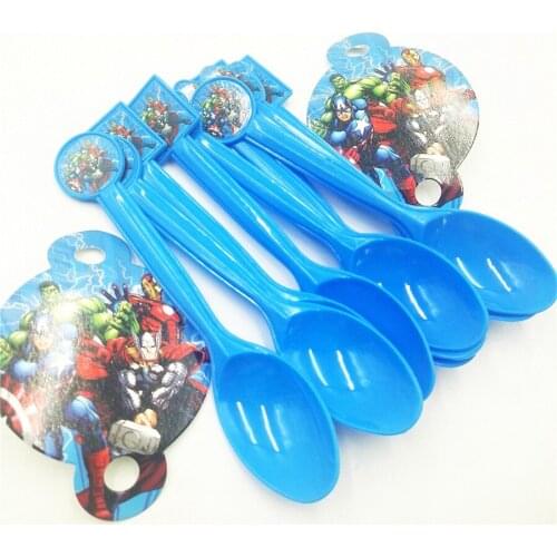 10pc Plastic Spoon Avengers Party Supplies Cartoon Theme Birthday Christmas Festival Party Decoration Superhero Kids Event Favor