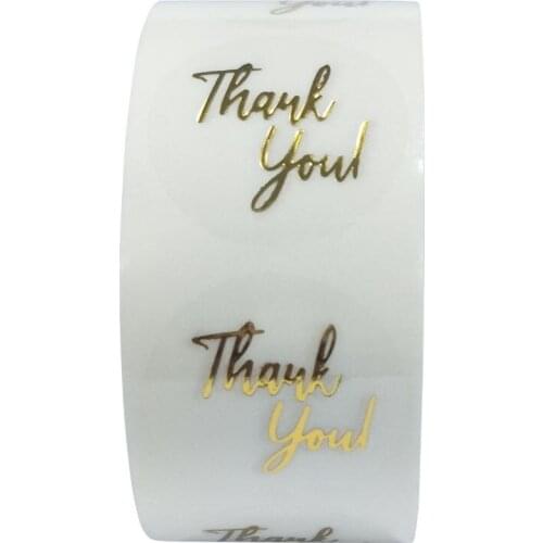 100/500pcs Labels 1inch Clear Gold Foil Thank You Stickers For Wedding Pretty Gift Cards Envelope Sealing Label Stickers