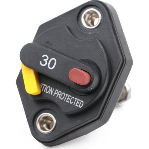 12-32V Circuit Breaker Trolling Motor Car Marine Boat Stereo Audio Inline Inverter Waterproof with Manual Reset Switch Fuse 30A