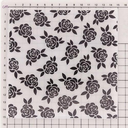 15x15 Flower Bud Embossing Folders Plastic Halloween Scrapbooking DIY Template Fondant Cake Photo Album Christmas Card Making