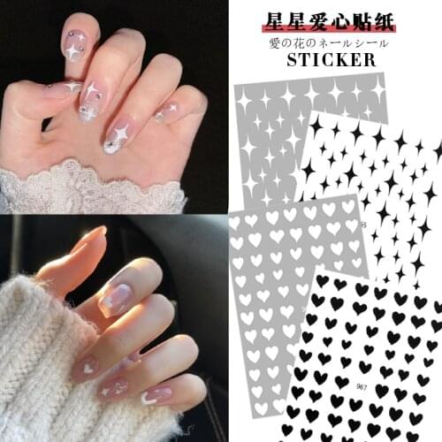 3D Nail Stickers gold nails Heart star Decoration Decal 3D Transfer Adhesive love Colorful Nail Art Tips Manicure