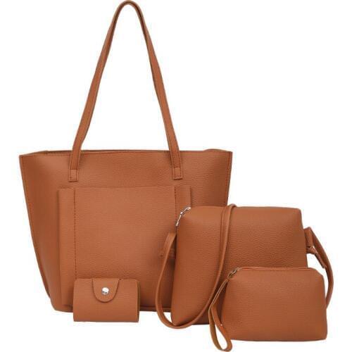 4PCS/Set Women Simple PU Leather Shoulder Crossbody Bag Female Fashion Clutch Card Holder Purse Composite Bolsa 30%OFF T417