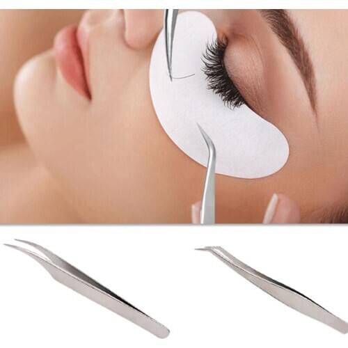 Anti-static Precision Grafting Eyelashes Precision Tweezers 2 Packs Stainless Steel Elbows False Eyelashes Tweezers Beauty Tools