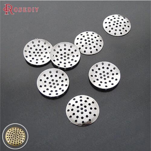 100PCS 14MM 18MM 25MM Imitation Rhodium Iron Weave Beads Hole Disk Diy Jewelry Findings Accessories Wholesale