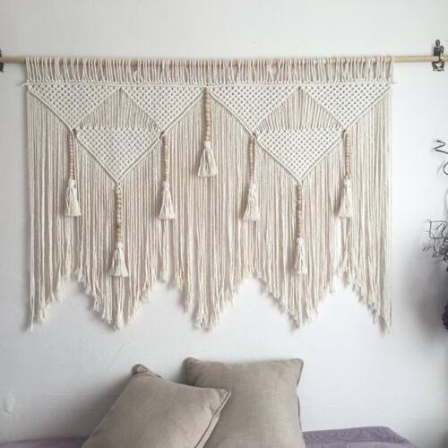 Living Room Decor Tassels Beige/Gray Tapestry Bohemia Wedding Accessories Room Decoration cortina macrame puerta T14