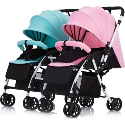 Twin Baby Stroller Lightweight Folding Cart High High Landscape Suspension Baby Carriage adjustable Four Wheel Stroller