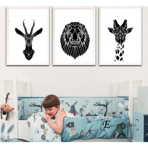 Geometric Deer Lion Giraffe Posters and Prints Wall art Decorative Picture Canvas Painting For Living Room Home Decor Unframed
