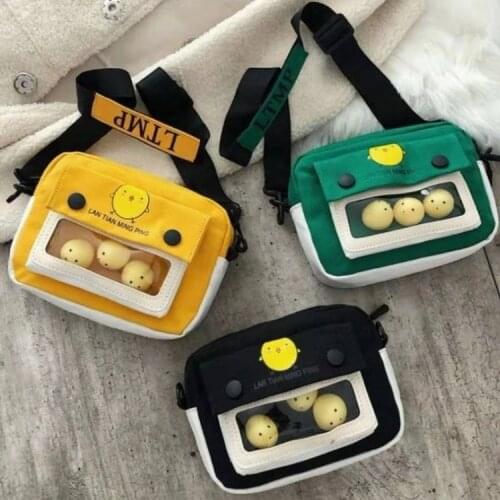 Hot Selling Retro Chick Messenger Bag Female Student Cute Chick Doll Canvas Bag Hit Color Shoulder Bag