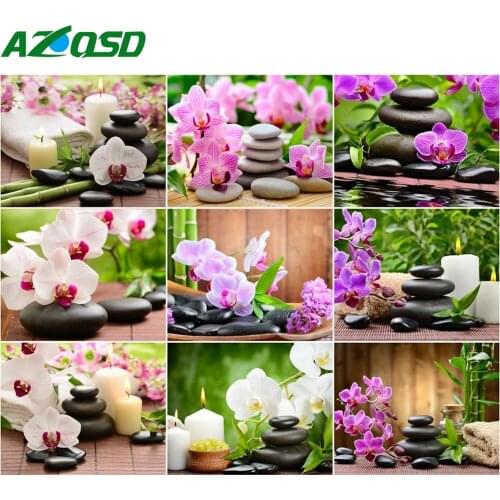 AZQSD Adult Coloring By Numbers Stone Flower Picture Artcraft On Canvas 40x50cm DIY Paint By Numbers Floral Decor For Home