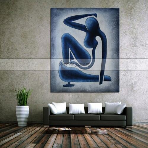 Canvas Painting Abstract Feather Hand painted Wall Art Modern Home Decor Posters and Nordic Figure Pictures for Living Room