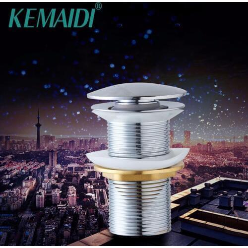KEMAIDI Polish Chrome Bathroom Sink Drain Pop Up Waste Vanity Without Overflow Bathroom Faucet Accessaries