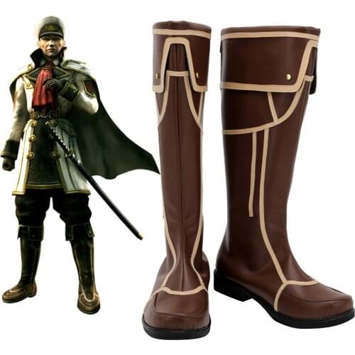 Final Fantasy Type-0 Cid Aulstyne Cosplay Boots Brown Leather Shoes Custom Made Any Size for Men and Women