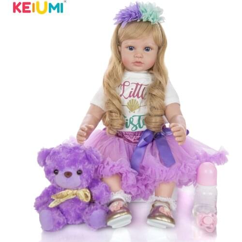 KEIUMI Lovely 60 cm As Princess Reborn Baby Doll Toys 24 Inch Toddler Doll Girl Gold Hair Birthday Gift Child Play House Toy
