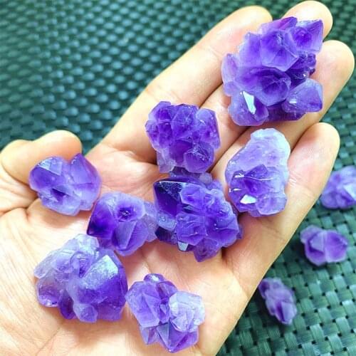 Small Natural Amethyst Cluster Rough Stone Crystal Ore Specimen Ornaments Home Fish Tank Potted DIY Decoration Gift 1-2CM