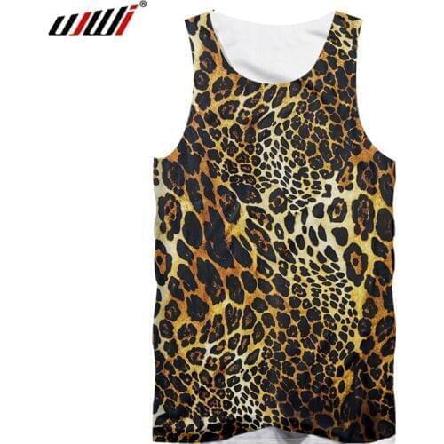 UJWI Vest Man New Bodybuilding 3D Tank Tops Printed Leopard Streetwear Large Size Garment Men Spring Sleeveless Shirt