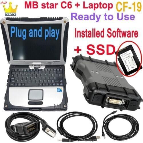 MB star c6 Doip can Multiplexer with software Xen-try HDD SSD VCI C6 WIFI function with laptop CF-19 Diagnosis VCI SD Connect C6