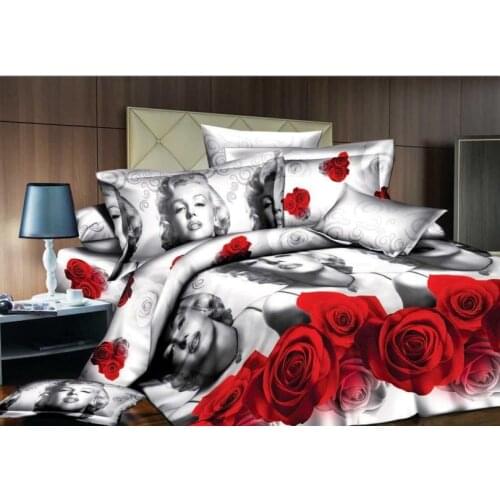 Marilyn Monroe Bedding set Marylin Red Rose quilt duvet cover Cal King queen size fitted sheet sheets bed in a bag spread 4pcs