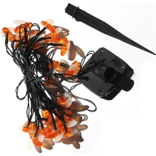 New Solar Powered Cute Honey Bee Led String Fairy Light 20Leds Bee Outdoor Garden Fence Patio Garland Lights