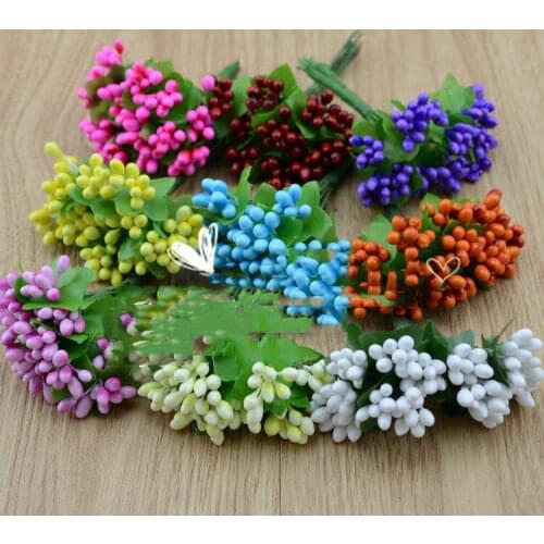 Artificial flowers simulation flower garland handmade beads small berries material DIY bride wedding candy gift box decorated fl