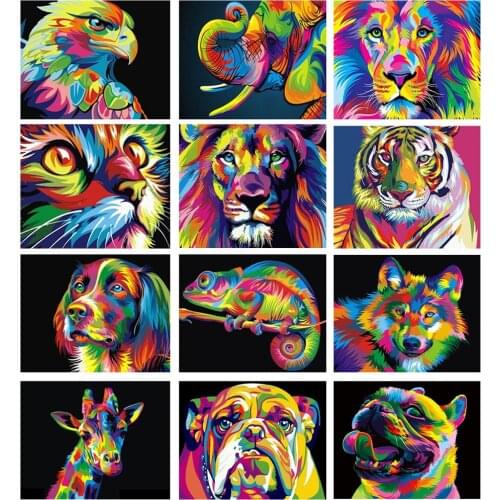 DIY Frame Animals Oil Painting By Numbers Lion Wall Art Canvas Posters by Number Diy Paintings Art Pictures Home Wall Decoration