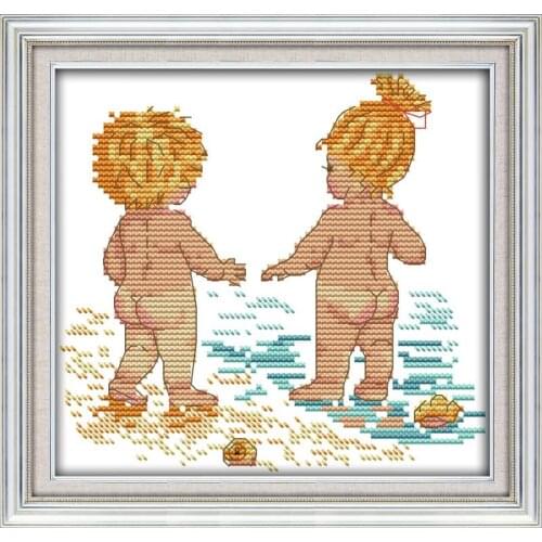 Character Landscape Printing Childhood Cross Stitch Kit Traditional Embroidery 11CT 14CT Needlework Family Decoration Painting