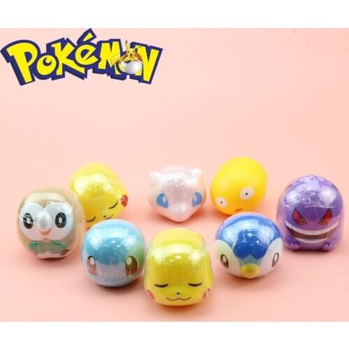 8PCS New Pokemon Pikachu Detachable Row Stations Ornaments Capsule Collection Dolls Action Toy Figures Model Toys Kids Children