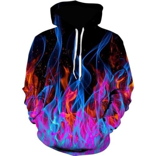 Blue flame novelty Sweatshirt 3D printed Punk Rock hoodies Brand men clothing Pullover cosplay Funny Hoodie plus size Jacket top