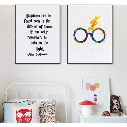 Harry Glasses Art Decor Print And Poster , HARRY QUOTE Poster Canvas Painting Wall Picture Kids Room Decor