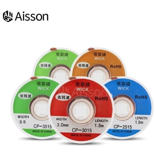 1.5/2.0/2.5/3.0/3.5mm Width 1.5M Length Desoldering Braid Welding Solder Remover Wick Wire Lead Cord Flux BGA Repair Tool