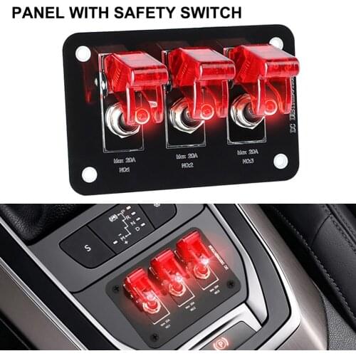 Rocker Switch Panel 3-Gang 12V/24V with 20A Fuse Waterproof Cover ON-OFF Ignition Switch Panel for Cars Ships Racing Car ATVs